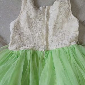 Green-white Frock for Girls