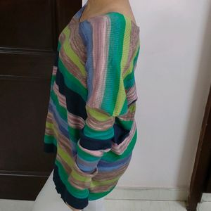 Women Multicolour Striped Oversized Sweater