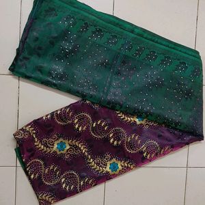 Green and Purple Banarasi silk Sari