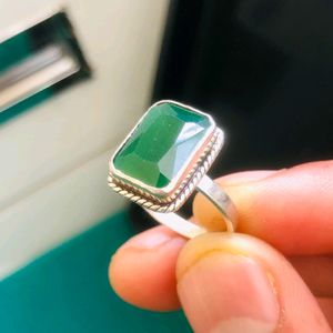 Green Diamond Ring Pure Silver