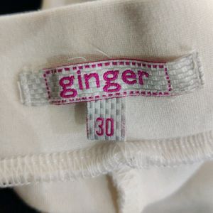 Ginger White Mid-Waist Elastic Pant (Women's)