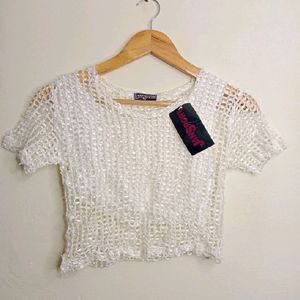 White Casual Crop Top (Girl’s)