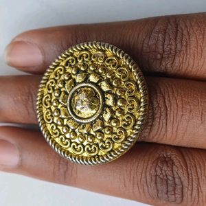 Golden Oxidised Ledies Ring