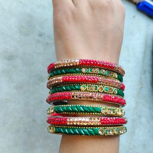 Combo Bangles Red And Green Color