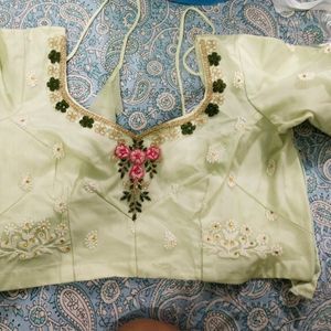 Pista Green Lehnga With Thread Work