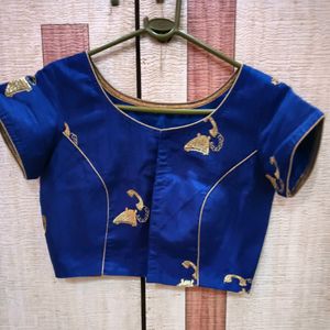 Navy Blue Color Stitched Blouse ,Non Paded Blous