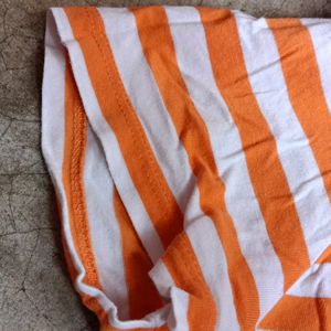 Orange And White Crop Tee