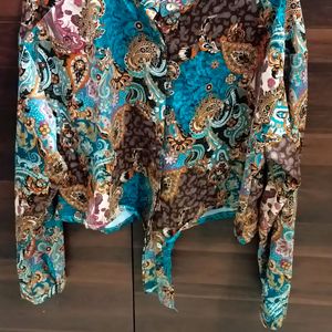 Multicolored Satin Short Shirt In Amazing Quality