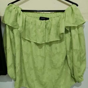 Green Offshoulder Top