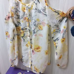 Beautiful White Printed Jorjet Material Top