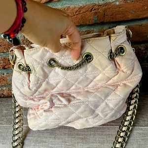 Pink Bucket Bag With Long Sling