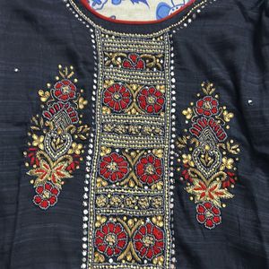 Blue Colour Heavy Embroidered Kurta