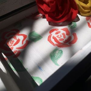 A Rose Pattern Wooden Crate