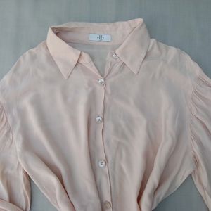 New Korean Peach Buff Sleeves Shirt