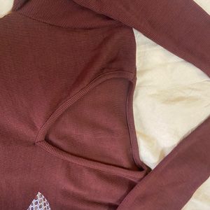 Coffee Brown Wool Top