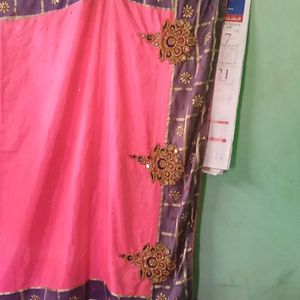 Grey Border With Pink Saree