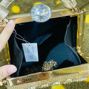 Women Embellish Golden Clutch Bag 💼