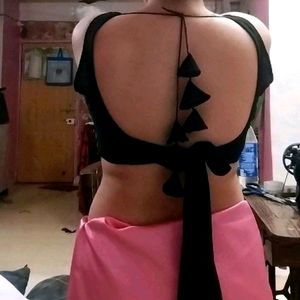 Knotted Tie Up Backless Blouse