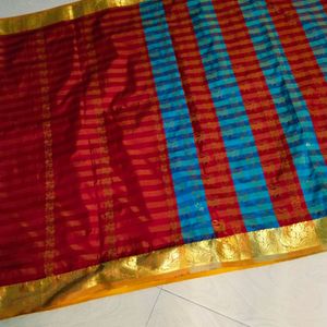 Multi Colour Pure Kanjeevaram Silk Saree