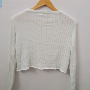 Cute White Full Sleeve  Cropp Top