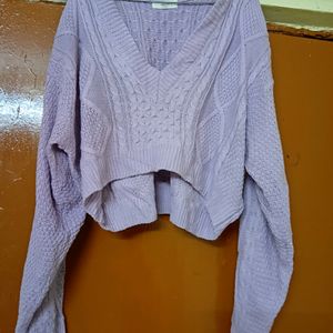 Lavender Korean Cropped Sweater