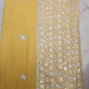 Beautiful Yellow Saari For Haldi