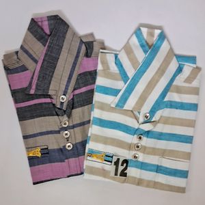 Boys Cotton Shirts Half Hand For 5-6 Yrs Set Of 2