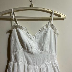 Cottagecore Midi Embroidered White Dress