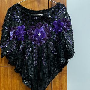 Black And Purple Cape/poocho