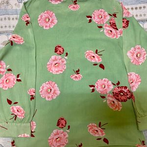 Semi Formal Parrot Green Shirt/Top -Soft Comfort