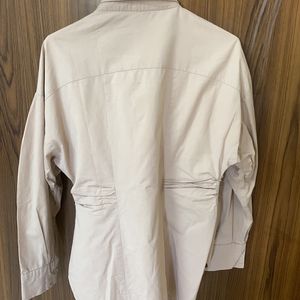 Khaki Color Waist Gather Shirt