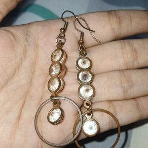 2 Earrings Copper And Silver Color Earring