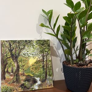 acrylic painting of trees on canvas