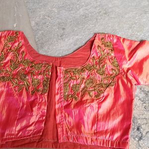 Radium Pink Blouse With Embroidery Work