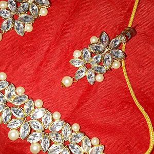 Trendy Diva Beaded AD White Pearl Work Jewellery