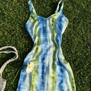 Y2k Mermaid Blue Slip Dress