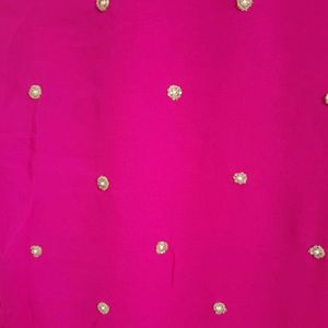 Hot Pink Pearl Work Saree