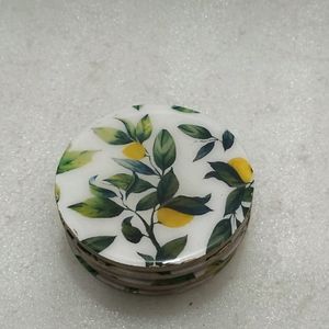 Wooden Lemon Enamel Coaster Set Of 4