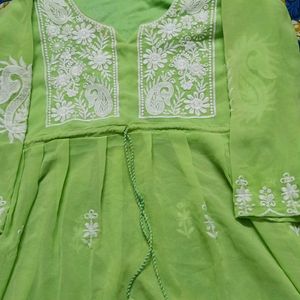 Chikankari pastel green Kurti Or Top