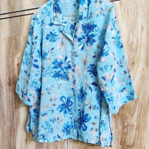 Blue Floral Shirt Size-46