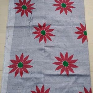 Floral Print Sunflower Saree (Silver Colour)