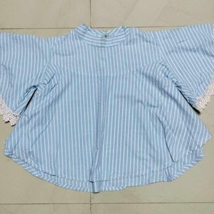 Blue White Stripes Cape Top