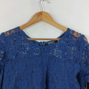 Navy Blue Lace Casual Top (Women)