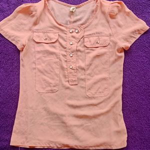 Orange Short Sleeve Tops Size-S