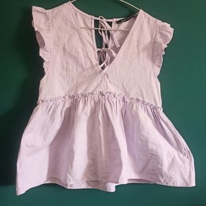 Cute Lavender Korean Top For Petite Girls