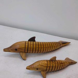 Antique Wooden Fish 1 Pair Showpiece