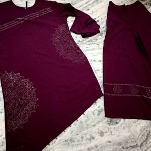 💜Beautiful Violet Designer Kurta And Plazzo Set