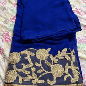 Royal Blue Saree With Work Blouse