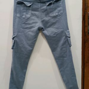 Casual Cargo Trousers For Women's Wear Blue Colour