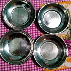 Combo Of 4 Halwa Plates (Small Steel Bowls/Plate)